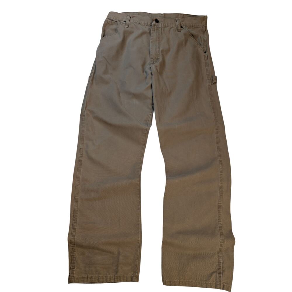 Wrangler Carpenter Pants Men 36x34 Beige Relaxed Straight Canvas Workwear